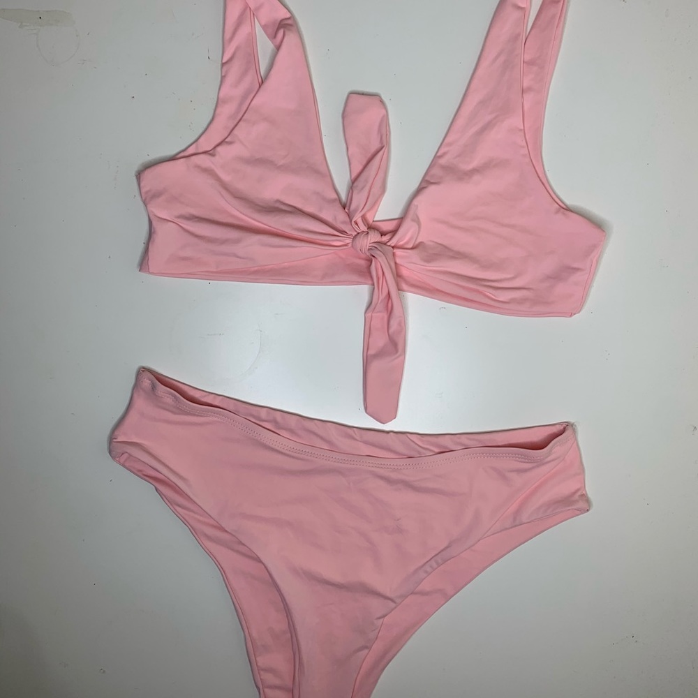 Pink front tie bikini